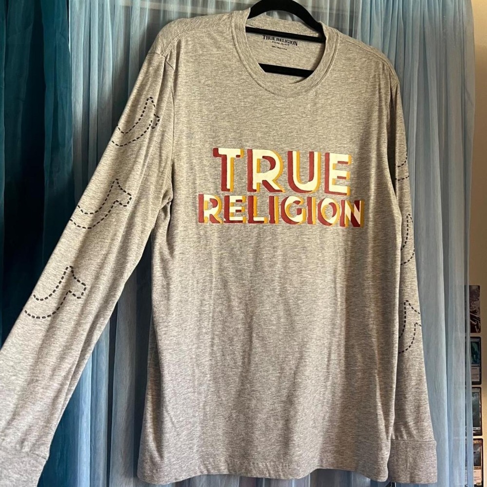 True Religion Grey Graphic Long Sleeve Top